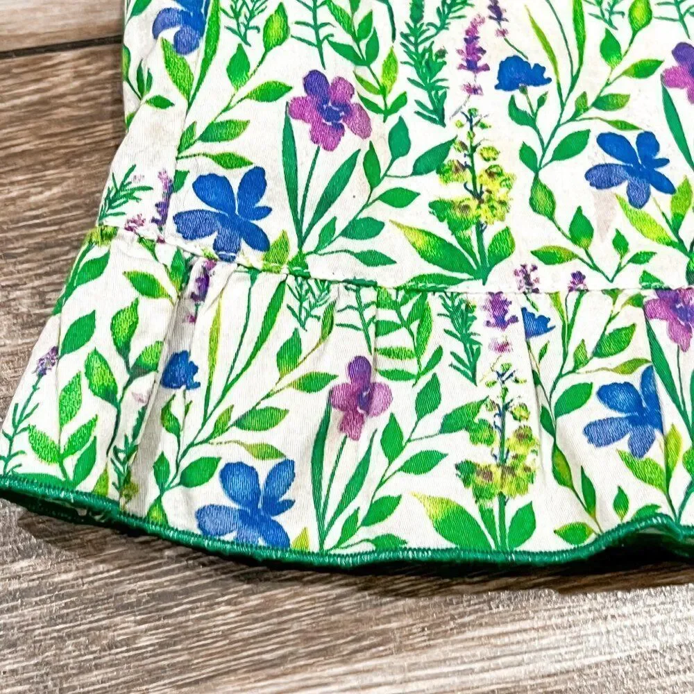 Oscar de la Renta White Green Spring Floral Lined Girl's Skirt Size 4Y